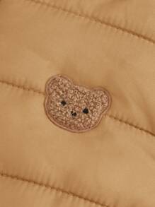 Cozy Pixies 新生男宝宝卡通熊印花连帽加厚无袖开衫，男宝宝背心，婴儿背心，男宝宝冬季背心，婴儿保暖背心，男宝宝抓绒背心，带帽婴儿背心，秋季款