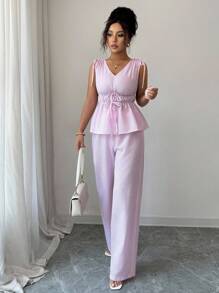 Elenzga A Two Pieces Summer Set With Elegant And Vacation-Like Charm For Ladies