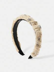 MOTF PREMIUM RHINESTONE FLORAL PATTERN MESH HEADBAND - Apricot - View 2