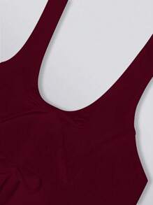 Women Plain Bow Decor Sleeveless Casual Tank Top - Red - View 4