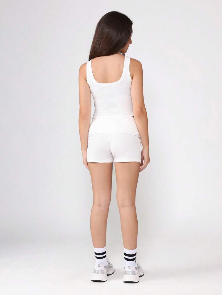 Rhinestone Floral Tank Top With Matching Shorts Set