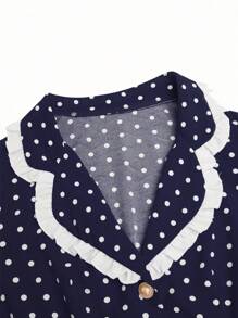 Sweetra Plus Size Romantic Polka Dot Colorblock Princess Dress - Royal Blue - View 8