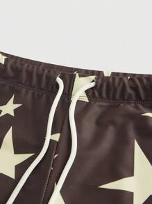 ROMWE MEN Street Life Men's Star Printed Drawstring Waist Casual Swimming Trunks - Multicolor - View 4
