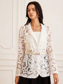 Aveloria Rosie Französischer Retro Spitze Ausschnitt Frauen Blazer