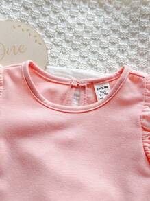 新生女宝宝可爱针织无袖连体衣，粉色，夏季 - 粉色 - 查看 6