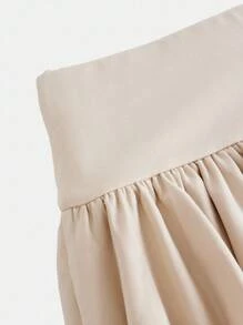 SHEIN Girlism 少女黑色多层荷叶边下摆迷你裙，内搭短裤，休闲、运动、学院风、返校风，适合春夏季 - 杏色 - 查看 3