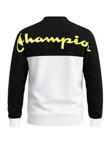 Champion Áo nỉ cổ tròn màu tương phản đa năng thường ngày cho nam - Trắng và Đen - Xem 5