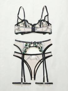 SHEIN 5件套彩色刺绣钢圈性感内衣套装 - 彩色 - 查看 2
