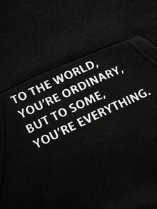 2件套青少年男童休闲舒适百搭印花连帽运动衫和运动裤套装 - 黑色 - 查看 5