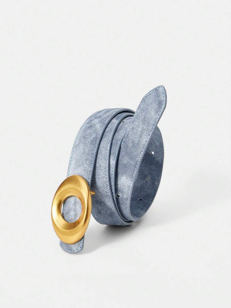 OVAL BUCKLE PU LEATHER BELT