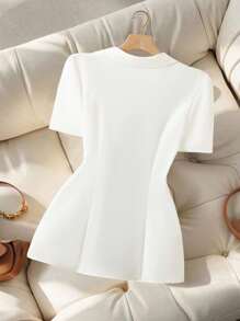 GlowEve Blazer court à manches courtes blocs de couleurs élégant pour le travail pour femmes