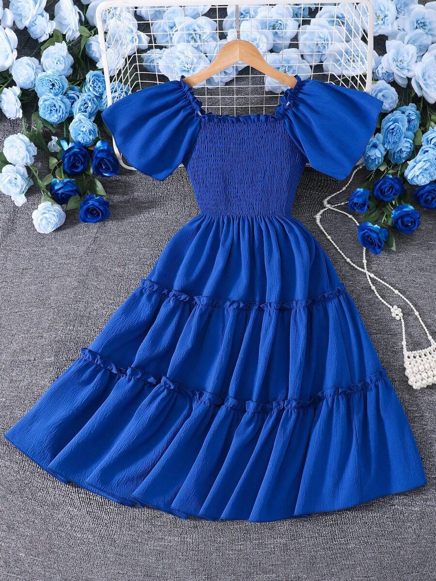 青少年女孩纯色无袖短裙，适合度假、夏季、旅行