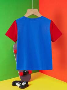 LOONEY TUNES X SHEIN maglietta a maniche corte per ragazzo giovane, con motivo a blocchi di colore e gatto cartoni animati