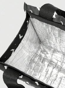 ROMWE Bat Print Insulated Lunch Bag, Gothic Style Fashion - Black - View 6