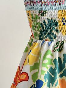 Dreamara Plus Size Women Floral Print Tie Strap Casual Dress, Vacation Or Back To School Outfit, Fall Clothing - Multicolor - View 8