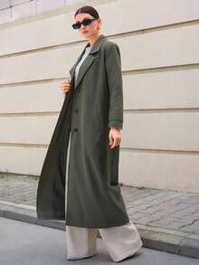 CLARA VERO 女式卡其绿色系带休闲风衣 - 軍綠色 - 查看 8