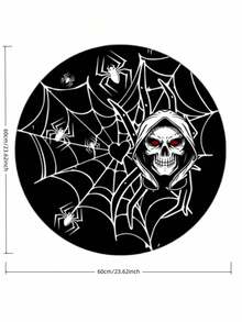 ROMWE 1pc Gothic Style Dark Spider WebRound Floor Mat, Round Halloween Floor Mat ,Theme Party ,Decoration Carpet - Multicolor - View 6