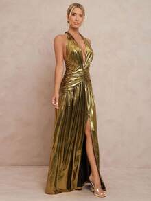 Lumalex Đầm dài màu vàng kim loại xếp ly cổ chữ V kiểu nữ thần mùa đông thu cho nữ, đầm dài vàng, đầm dạ hội vàng, đầm lộng lẫy, đầm màu đồng, đầm nghỉ dưỡng 2025, đầm sang trọng, đầm thanh lịch mùa thu, đầm nữ sang trọng, đầm dạ hội, đầm dự tiệc, đầm tiệc tùng, đầm kín đáo, đầm quý tộc, đầm lấp lánh, đầm lễ hội, đầm đi chơi, đầm ngoài trời, đầm nhiều lớp, đầm cưới, đầm tiệc, đầm Al-Adha, đầm năm mới, đầm sang trọng mùa thu, đầm dạ hội, đầm lãng mạn tinh tế, đầm hở lưng, đầm dự tiệc phải có. - Vàng - Xem 5
