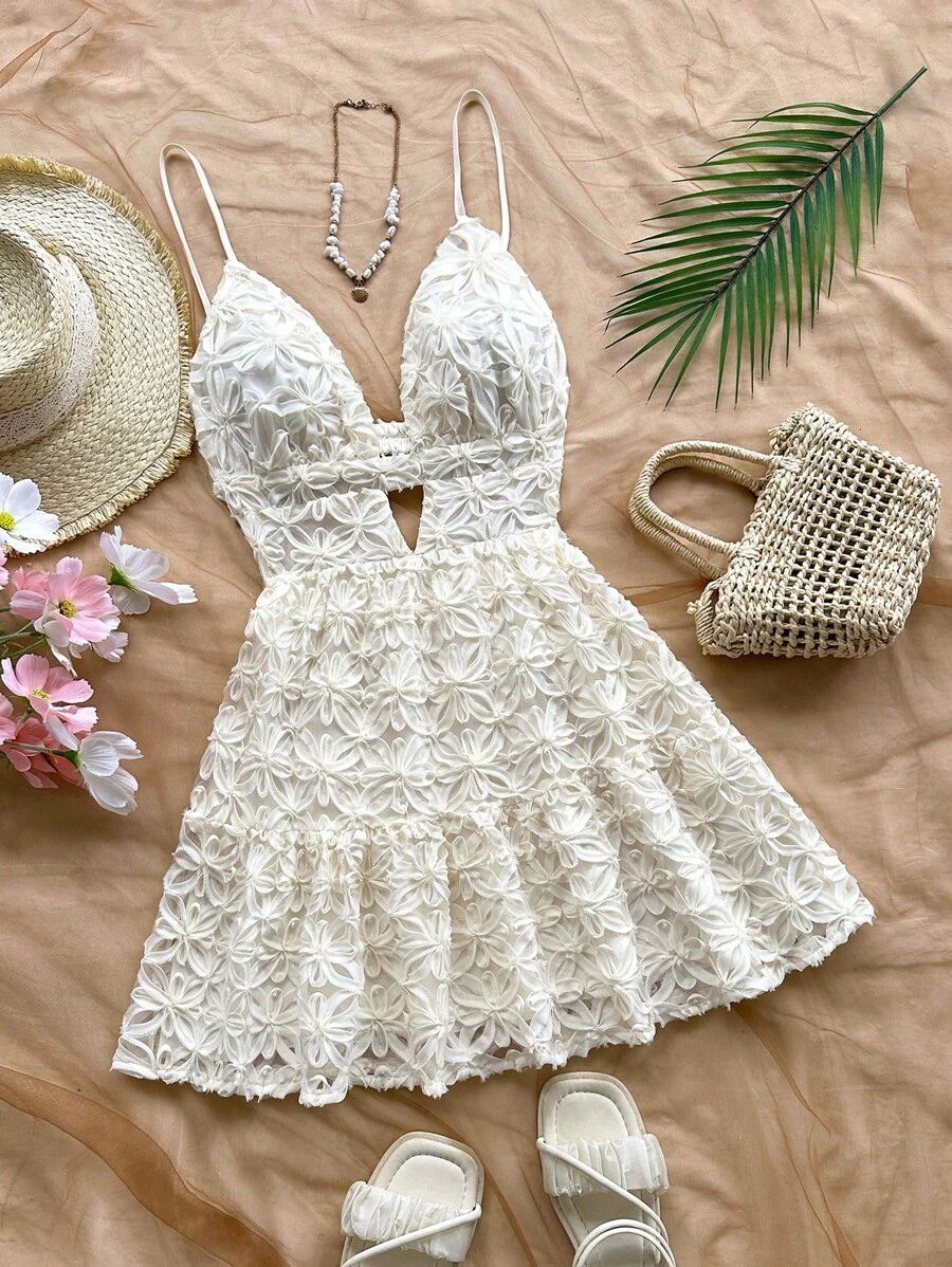 Soleia 女士彩色柠檬印花迷你连衣裙，度假风格