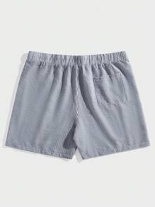 EASEVO 大码男士休闲竖条纹梭织修身短裤