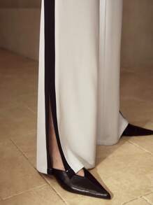 MOTF PREMIUM 开衩撞色饰边西装裤