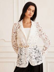 Aveloria Rosie Französischer Retro Spitze Ausschnitt Frauen Blazer