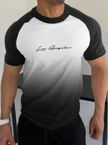 Manfinity Homme Áo thun tay lỡ họa tiết ombre thường ngày mùa hè cho nam - Nhiều màu - Xem 1