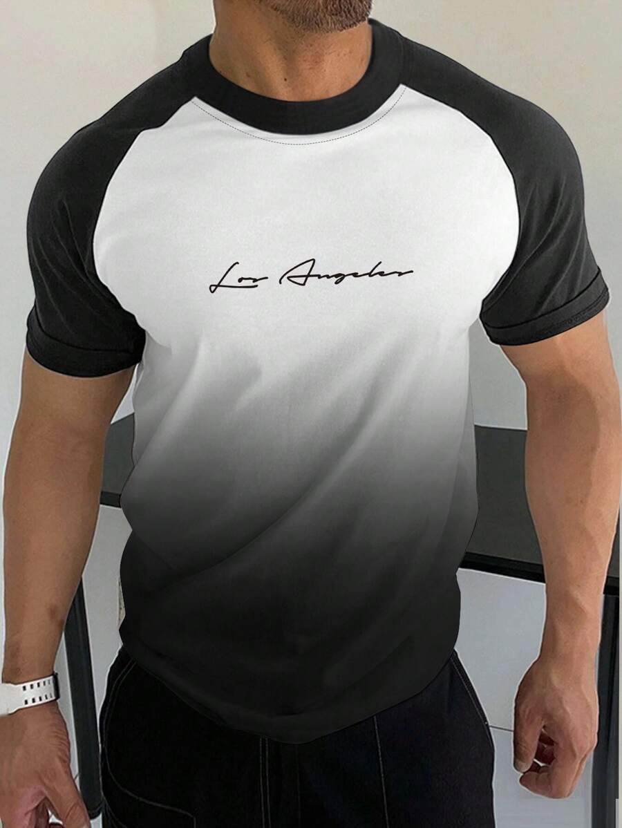 Manfinity Homme Áo thun tay lỡ họa tiết ombre thường ngày mùa hè cho nam - Nhiều màu - Xem 1