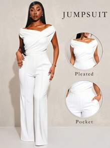 SHEIN SXY Tallas grandes Mujeres Primavera y Verano Elegante Sexy Diario Básico Commuter unicolor Sin mangas Asimétrico Minimalista Sofisticado Moda - Blanco - Ver 2