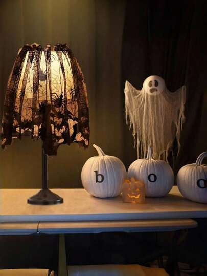 Goth 1 pieza Pantalla de lámpara decorativa de encaje negro, Mantel de mesa de Halloween, Toalla de chimenea, Bandera de mesa, Cortina, Adorno personalizado de pantalla de lámpara, Camino de mesa decorativo, Cortina de puerta de bruja con tela de araña de encaje negro, Decoración para el hogar