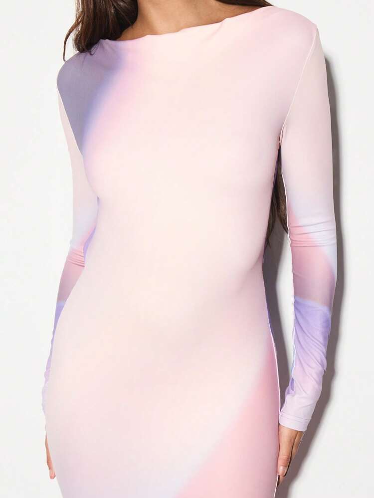 KIZN Bodycon Midi Dress With Open Back And Side Slit