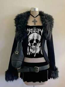 Attitoon 女士褶皱蝴蝶结字母骷髅印花抹胸上衣 - 彩色 - 查看 10