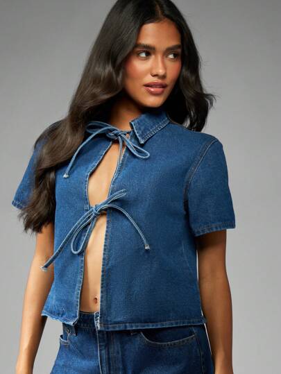 ◆7月新作◆Blue Jean Oversized Boxy Crop Top Blue Jean Oversized Boxy Crop Top | Z Fit Dance Fitness