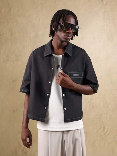 【CPGN STUDIO】Heavy Overfit Off Short Sleeve Oversized Statement Shirt Boxy Fit｜Sumwon