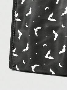 ROMWE Bat Print Insulated Lunch Bag, Gothic Style Fashion - Black - View 3