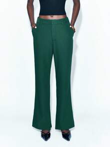 Maija 1 pezzo Pantaloni da donna aderenti a vita alta di colore verde scuro, adatti per l'inizio dell'autunno, pantaloni verde smeraldo, autunno inverno 2025, Natale, Capodanno - Verde - Visualizzare 4