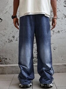 PAVTROS Pantalones de chándal holgados de pierna ancha, de uso diario y con cordón, de estilo casual para hombre