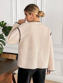 Serisse 女士休闲通勤撞色滚边常规款外套，秋冬季，时尚秋季，女士秋季装，撞色外套，优雅女士外套，外出穿着