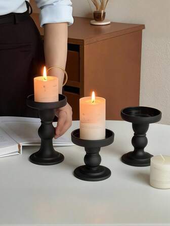 Goth 1 pieza Candelabro de vidrio negro (Pequeño/Mediano/Grande), retro y elegante, decoración del hogar, decoración de chimenea, boda y fiesta, candelabro con vela perfumada, Romántico estilo gótico, decoración del hogar