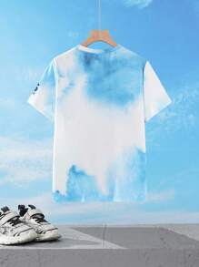 SUPERMAN 2025 青少年男孩休闲街头卡通英雄人物与字母印花扎染短袖 T 恤，夏季 - 彩色 - 查看 2