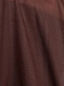 Aveloria Modichic V-Neck Striped Fabric A-Line Waisted Long Sleeve Dress, European And American Style Fall Cloth For Women - Coffee Brown - View 5