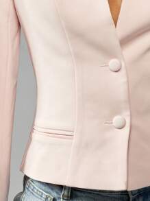 MISSGUIDED Giacca elegante senza colletto, di taglio corto per il lavoro, da indossare a matrimoni, ufficio, per colloqui, in occasioni formali in primavera e autunno