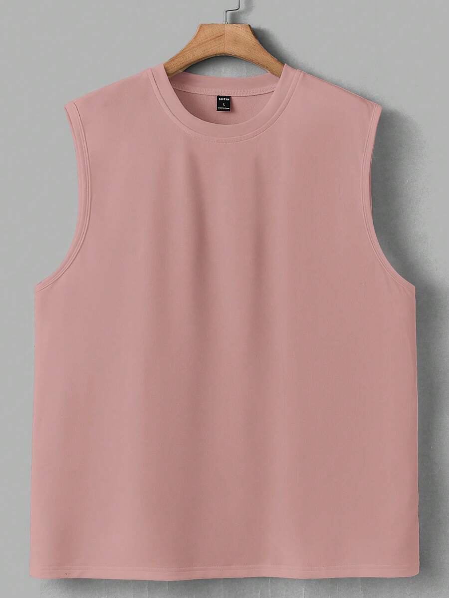 Manfinity Homme Men's Solid Color Wide Strap Tank Top - Pink - View 1