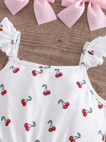 Pelele con estampado floral tejido, lindo para bebé niña, para verano - Blanco - Ver 4