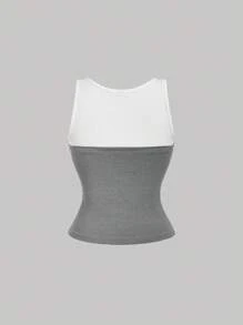 SHEIN MOD Top bandeau con nudo gris para mujer, look de regreso a clases, top tubo tejido - Gris - Ver 2