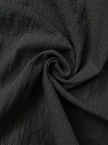 INAWLY 女士修身V領前扣袖口無袖上衣與口袋長褲夏季街頭風格2件裝 - 黑色 - 查看 3