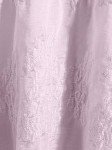 SHEIN Clasi 女士优雅纯色花卉刺绣喇叭裙 - 淡紫色 - 查看 5