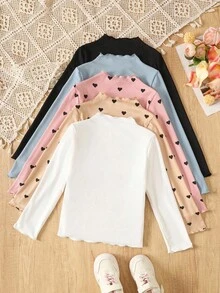 青少年女孩休闲基础款纯色针织弹力长袖汗衫，多件套，休闲、日常穿着和学校日常穿着 - 白色 - 查看 2