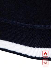 Manfinity Mode Plus Size Men's Striped Crew Neck Long Sleeve Casual Fleece Sweater , Fall Winter - Navy Blue - View 5