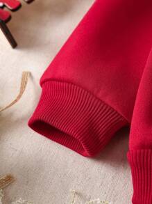 Rubble X SHEIN Young Boy Cartoon Pattern Red Long Sleeve Sweatshirt Fall Winter - Red - View 6
